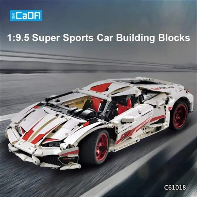 

CaDA C61018W RC Cars 1696PCS 1/9.5 DIY Building Blocks for LP610 Sports Support Refiting Model Toys Kit without Electronic Parts