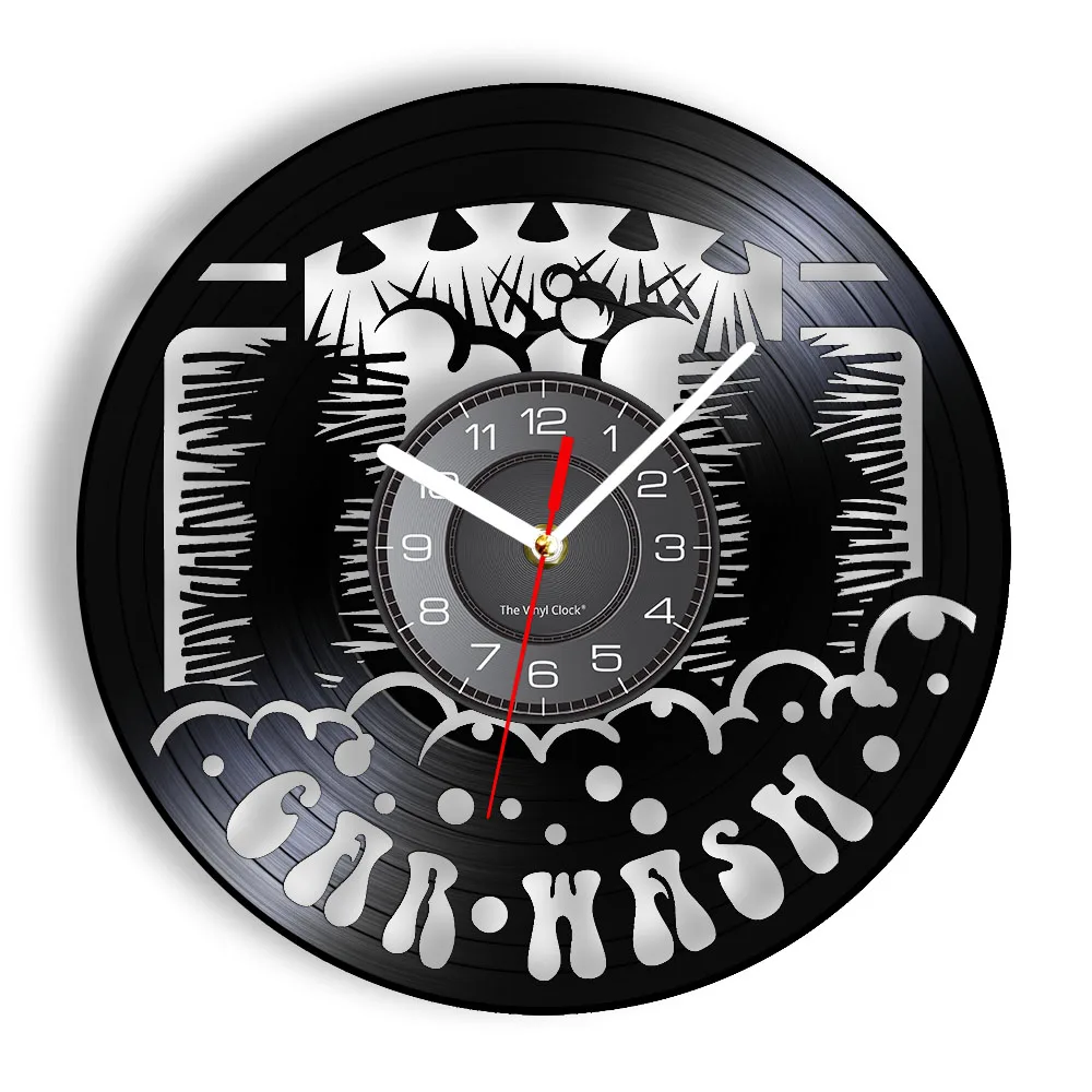 Car Wash Service Logo Vinyl Record Wall Clock Vehicle Auto Washing