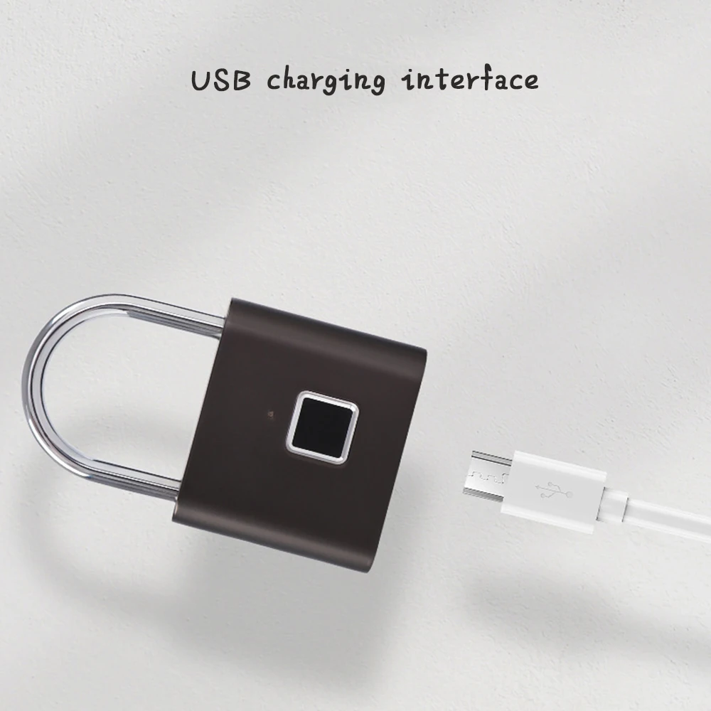 Rechargeable Smart Lock Keyless Fingerprint Lock IP66 Waterproof Anti-Theft Security Padlock Door Luggage Case Lock RSLHY08