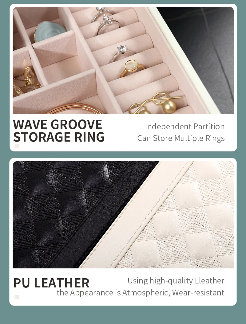 Jewelry Box Organizer 3 Layers Leather Drawer Storage Gift Display Case For Earrings Necklace Holder Jewellery Packaging Boxes