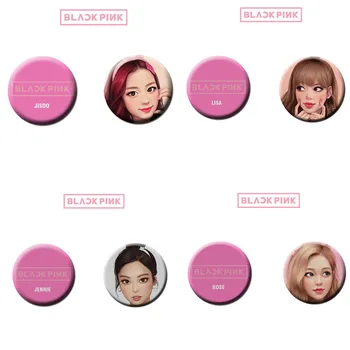 

2piece/set Kpop BLACKPINK Cartoon Badge Group member JENNIE LISA JISOO ROSE Brooch Kpop badge Creative Alloy Accessories