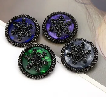 

New 1lots=10pieces Metal rhinestones Flowers Clothing Overcoat jacket coat Buttons Decoration Sweater button 25mm Free shipping