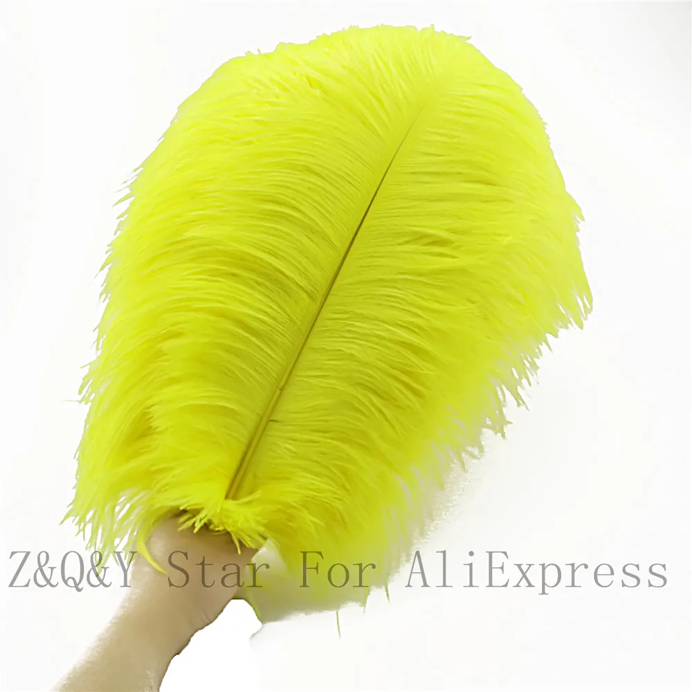 

Natural beautiful 35-40CM (14-16 inches) ostrich hair 10-100 dyed yellow DIY craft jewelry clothing decorative feathers