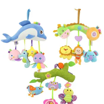 

Kids Stroller and Travel Activity Toy Baby Bed Hanging Toys, Car Seat Stuffed Toys With Ringing Bell Mirror Wraps Around Crib