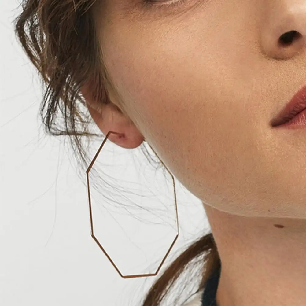 

Fashion Women Hollow Octagonal Enamel Dangle Hoop Earrings Statement Jewelry New Chic