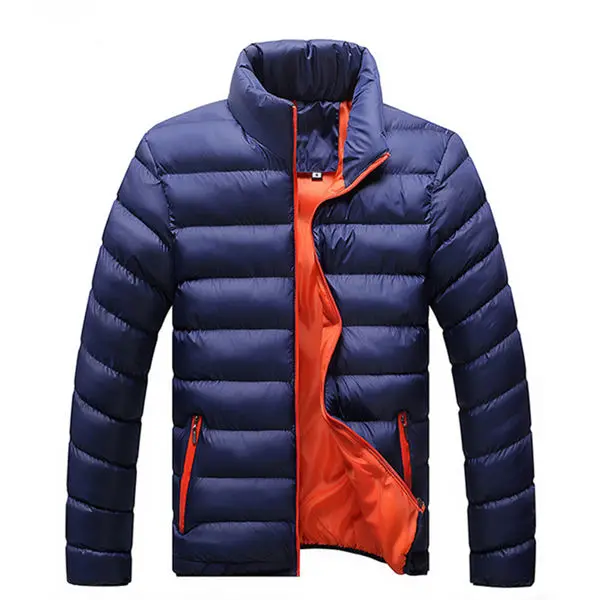 Зимние куртки, парка для мужчин, модная Осенняя теплая верхняя одежда, фирменные облегающие мужские пальто, повседневные ветровки, куртки для мужчин, M-4XL - Цвет: Navy-red