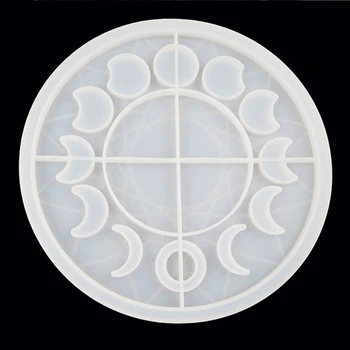 

Large Moon Phase Round Tray Resin Mold Crescent Half Full Moon Silicone Molds 23GE