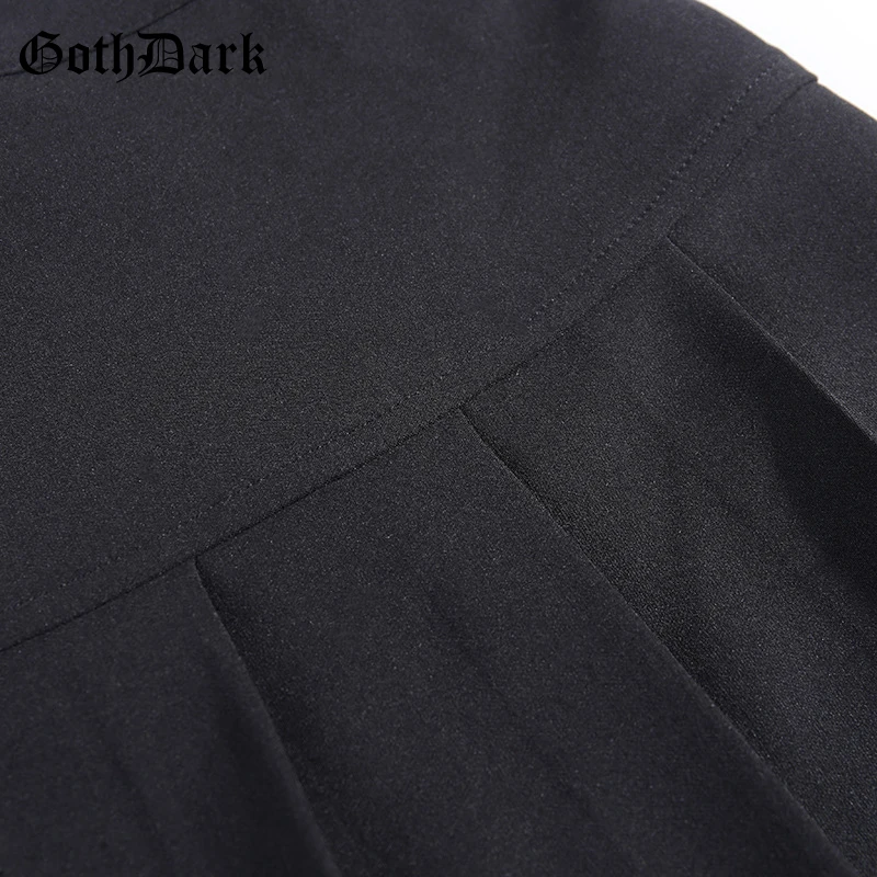 Готическая Темно-Черная Лоскутная гранж готическая юбка Harajuku винтажная плиссированная мини-юбка на молнии для женщин осень Мода Тренд
