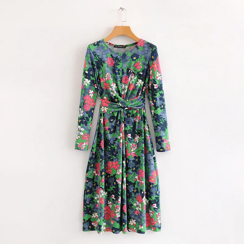 

Wind Knitting Printing Long Sleeve Dress fashion woman clothes