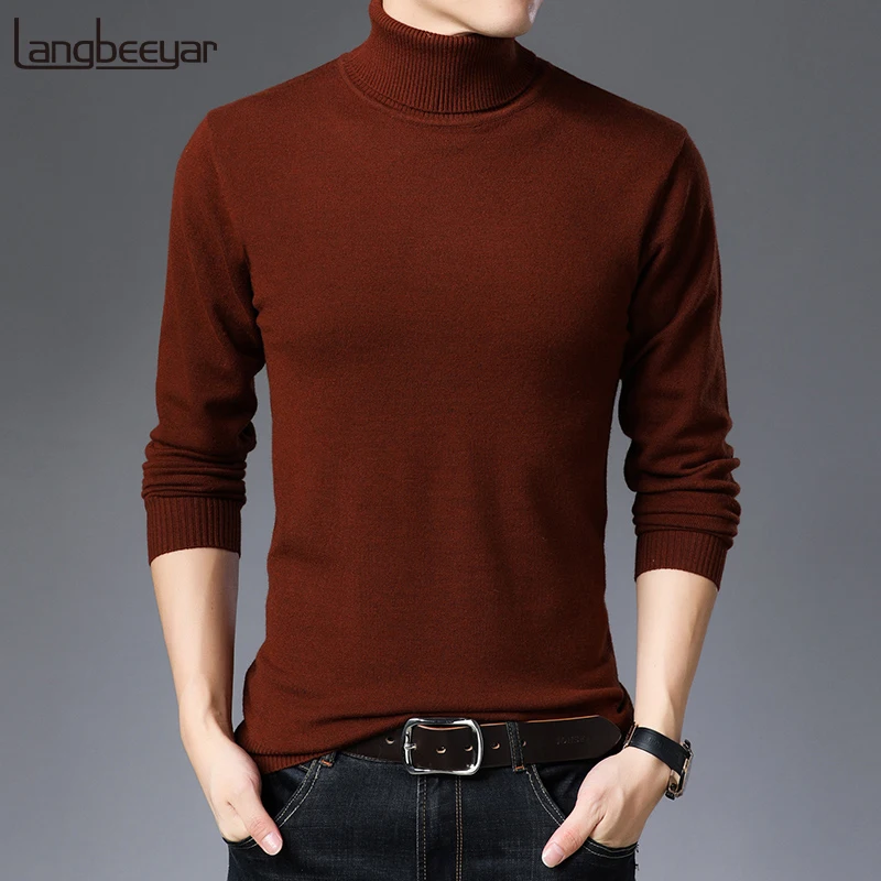 

2020 New Fashion Brand Sweaters Man Pullovers Thick Slim Fit Jumpers Knitred Turtleneck Winter Korean Style Casual Mens Clothes