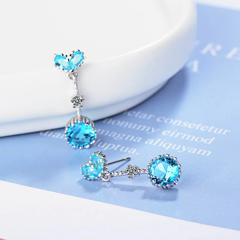 Jellystory, романтические серьги в форме сердца с рубиновым сапфиром, драгоценный камень, 925 серебро, ювелирное изделие, серьги-капли для женщин, свадебный подарок