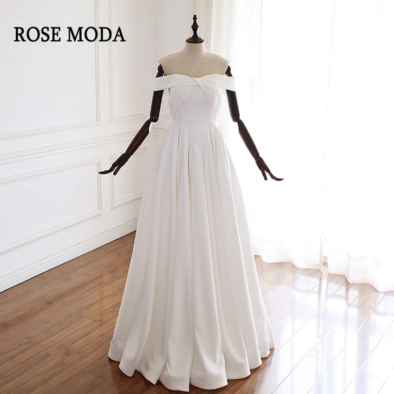 Rose Moda простое свадебное платье с открытыми плечами в стиле бохо Свадебные платья со шнуровкой на спине на заказ
