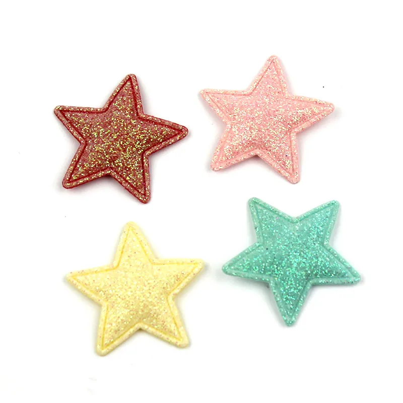 

40pcs Shiny Star Shape Padded Appliques for Baby Hair Clip Hat Decor Ornament and Garment Accessoires