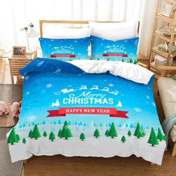 

220×240 Duvet Cover Set With Pillowcase,200×220 Quilt Cover,3D Printing Green Christmas Tree pattern Blanket Cover King Size