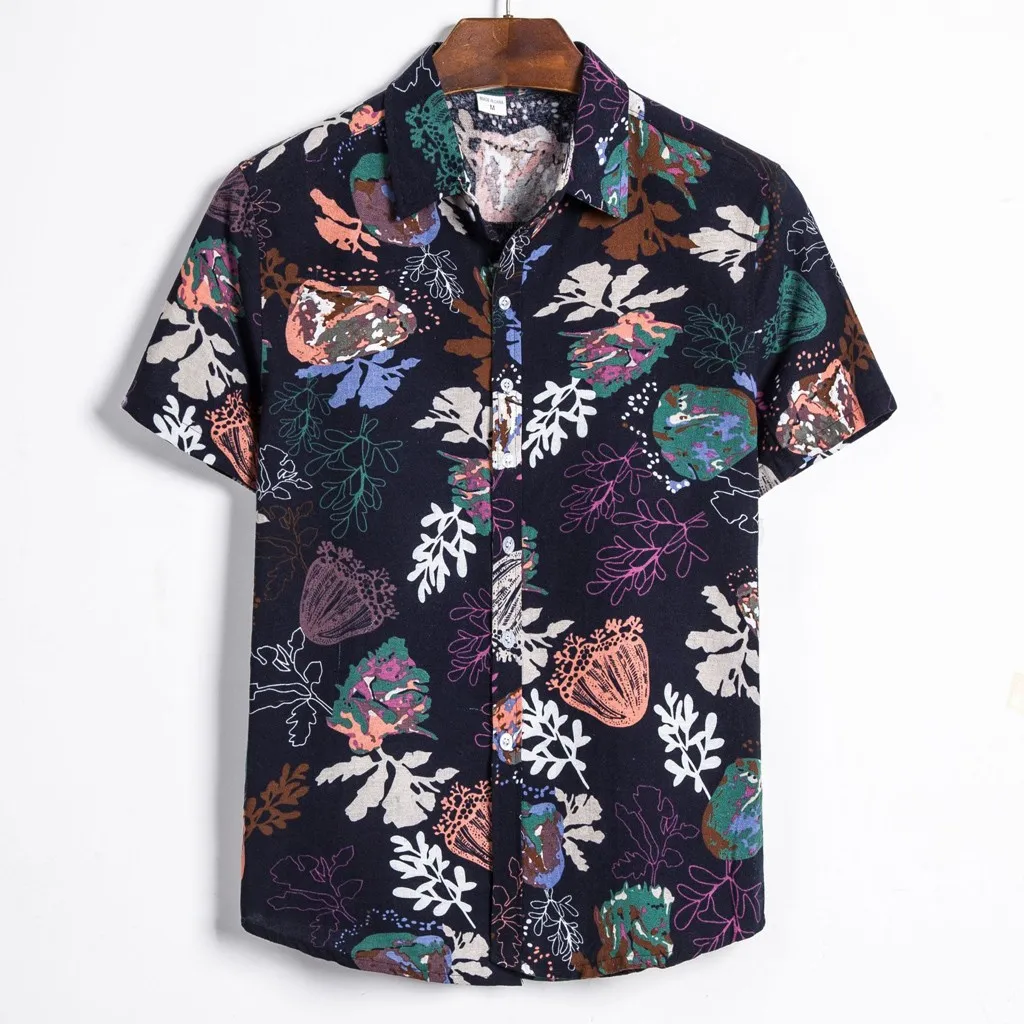 Summer Man Shirt Mens Ethnic Short Sleeve Casual Shirt Floral Print Hawaiian Shirt Blouse Men's Cotton Linen Beach Shirt #h3 Summer Man Shirt Mens Ethnic Short Sleeve Casual Shirt Floral Print Hawaiian Shirt Blouse Men's Cotton Linen Beach Shirt #h3