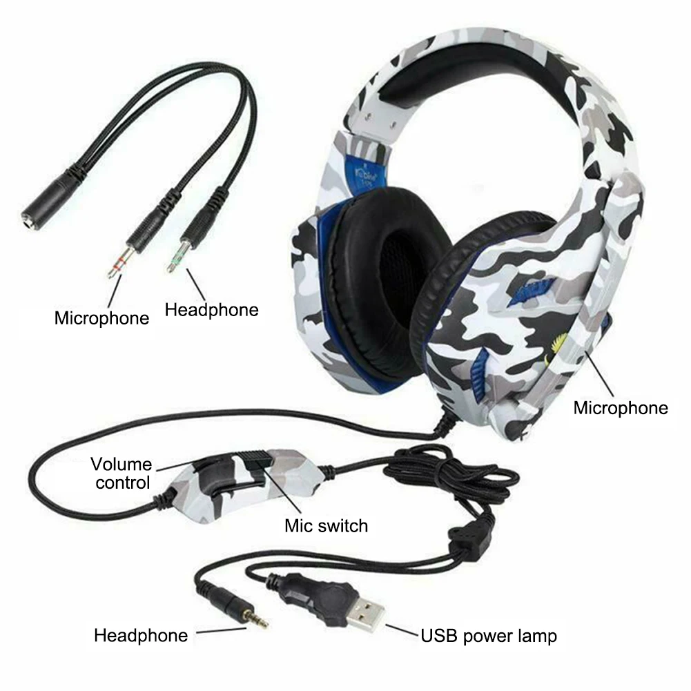 LED Wired Headset Gaming Computer Headphone Microphone Noise Reduction Cancelling Headphone For Nintendo Switch PS4 Xbox one