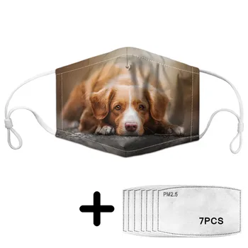 

Protection Mask Cute Dog Print Mouth Mask For Women And Men With 7pcs Filter Insert Soft And Breathable Tapabocas Masky