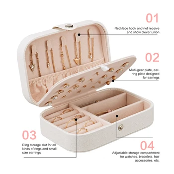 

Protable Travel Leather Jewelry Multi-function Storage Box Case Holder Earring Necklace Simple Girl Plate Leather Organizer Box
