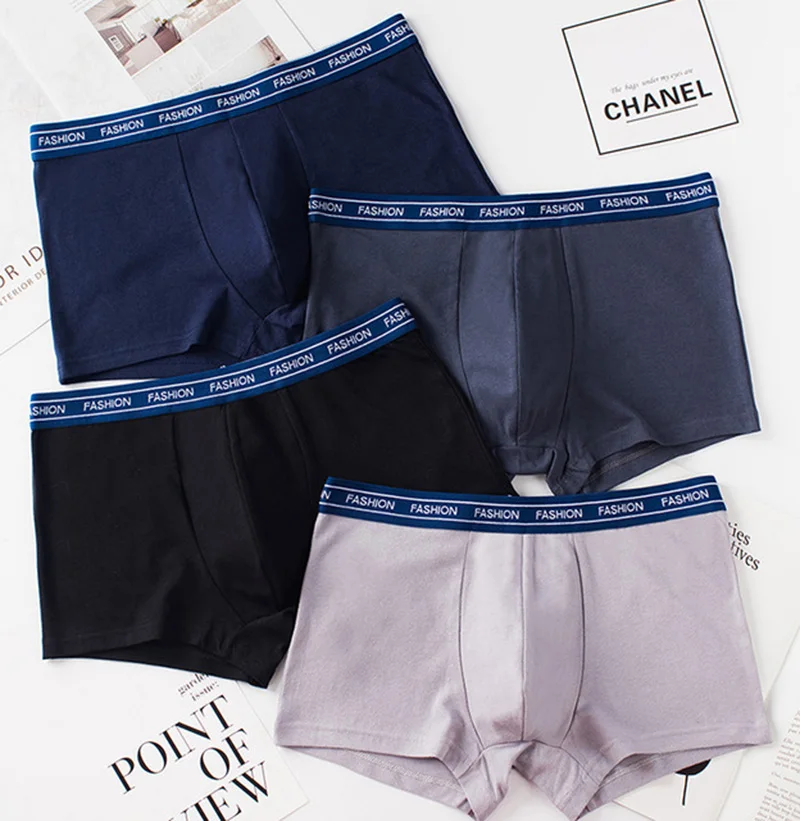 

4Pcs\lot SHABIQI Shorts Mens Underwear Soft Boxers Cotton Boxer Men Solid Boxer Shorts Breathable Boxers Mens Underwear