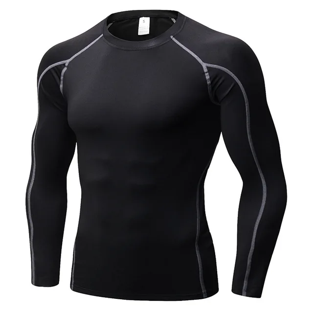 US $6.60 Quick Dry Compression Shirt Fitness Gym Running Shirt Men Long Sleeve Mans Tshirt Bodybuilding Sp