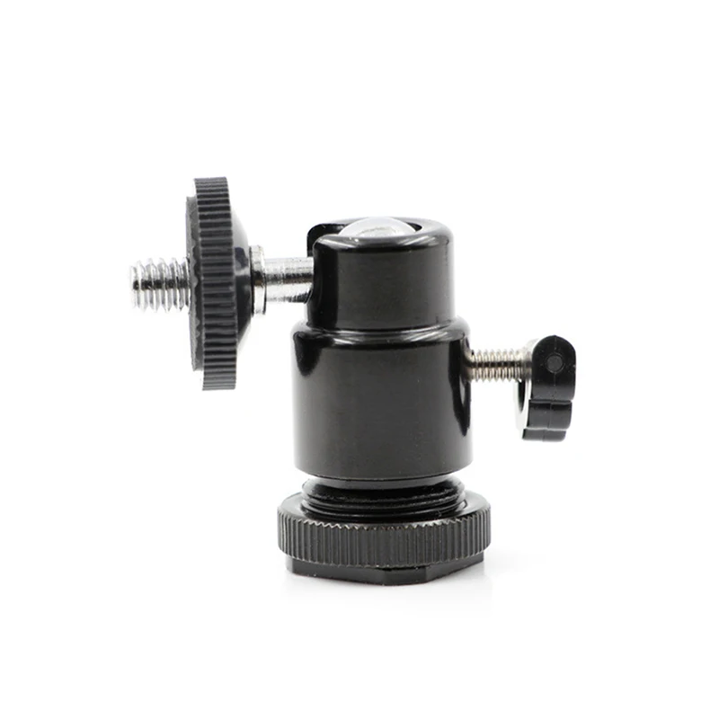 360 Degree Swivel Mini Ball Head Hot Shoe Mount Adapter For DSLR Camera Tripod Ballhead Stand