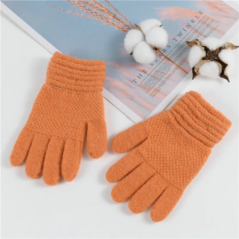 best work gloves for men Children Thick Warm Gloves Baby Winter Knitted Mittens Kids Solid Color Full Finger Gloves For 1-8Y Kids Outdoor Gloves mens tan leather gloves