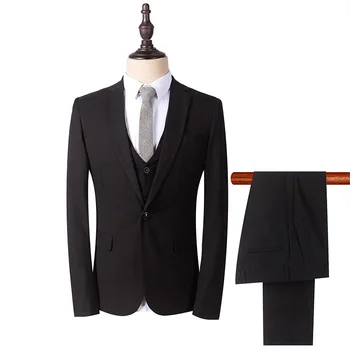 

Men Black Suit New Classic Wedding Business Slim Fit Party Suit Male Gentlemen Costume Homme Suits (Jacket+Pants+Vest) K352