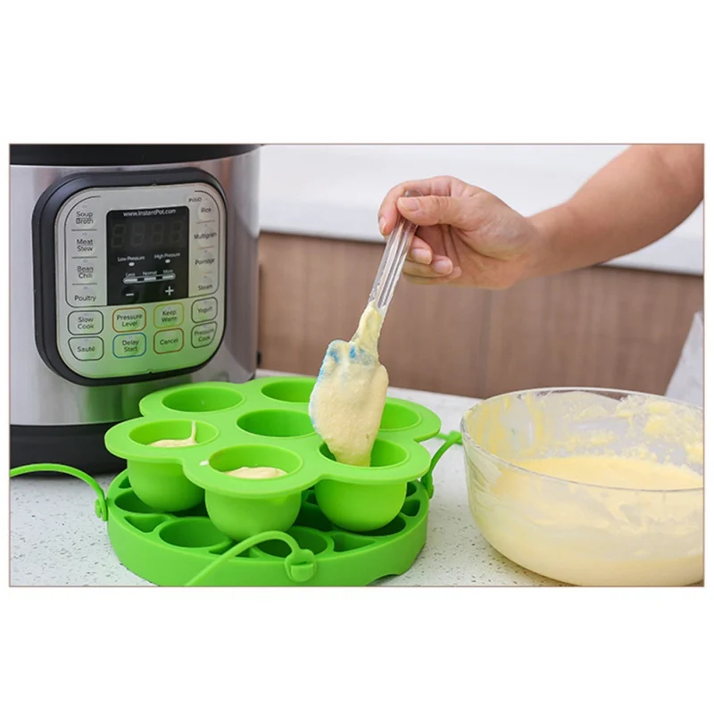 4pcs/set Pressure Cooker Silicone Steamer Rack Insulation Pad Silicone Cover Vent 7-hole Food Supplement Box