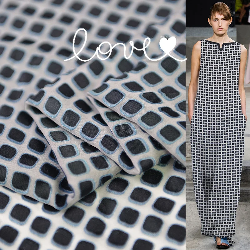 100 см* 140 см 3D клетчатая шелковая Марля выгоревшая из шелкового шармеза ткань для вечернего платья