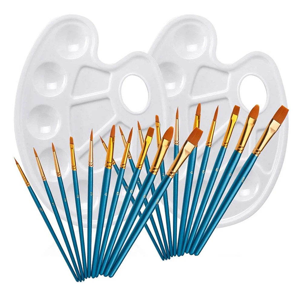 20 ручек для рисования+ 2 палитры для рисования, набор для рисования, ручка для рисования, гуашь, нейлоновая пластина, палитра, многофункциональная, профессиональная