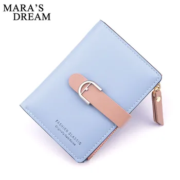 

Mara's Dream 2019 New Women's Wallet Short Zipper Soft Leather Wallet Female Student Korean Fashion Belt Buckle Buckle Purse