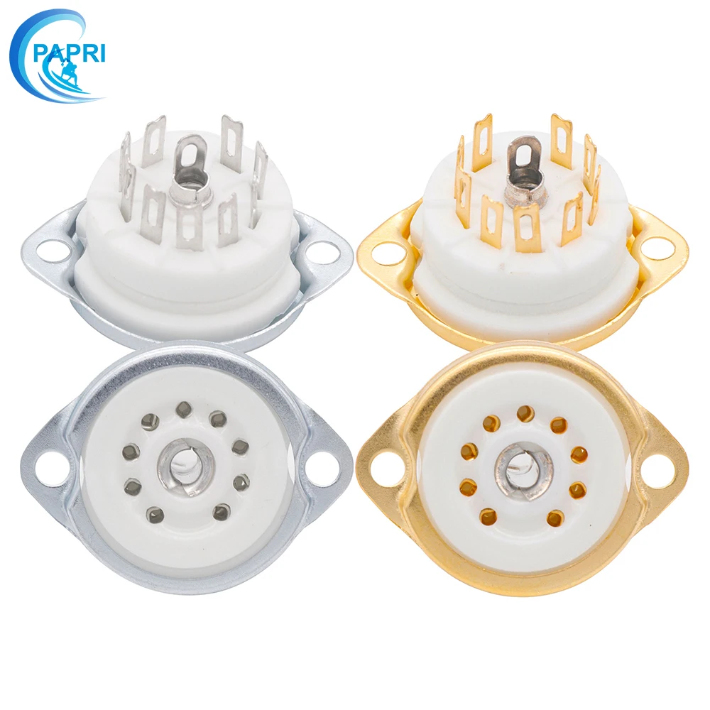 PAPRI 10 шт. GZC9 F G B9A Новый 9Pin посеребренные и позолоченные Ламповые панели Керамика