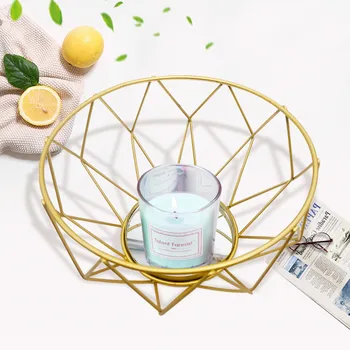 

European Wrought Iron Geometric Candlestick Gold Mirror Candle Holder Creative Home Jewelry Wedding Decoration