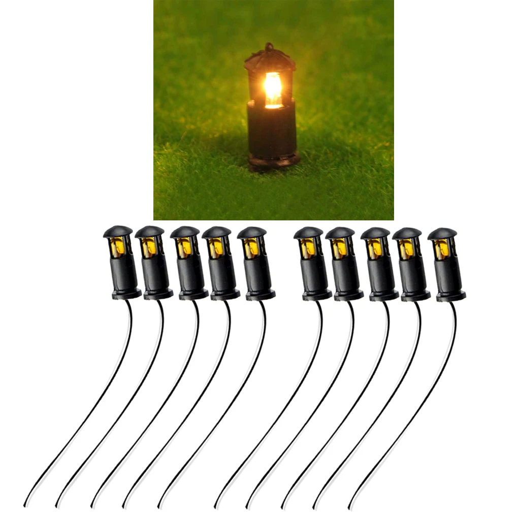 10PCS Model Street Lights Model Train Railroad Grassland Scenery Lamppost