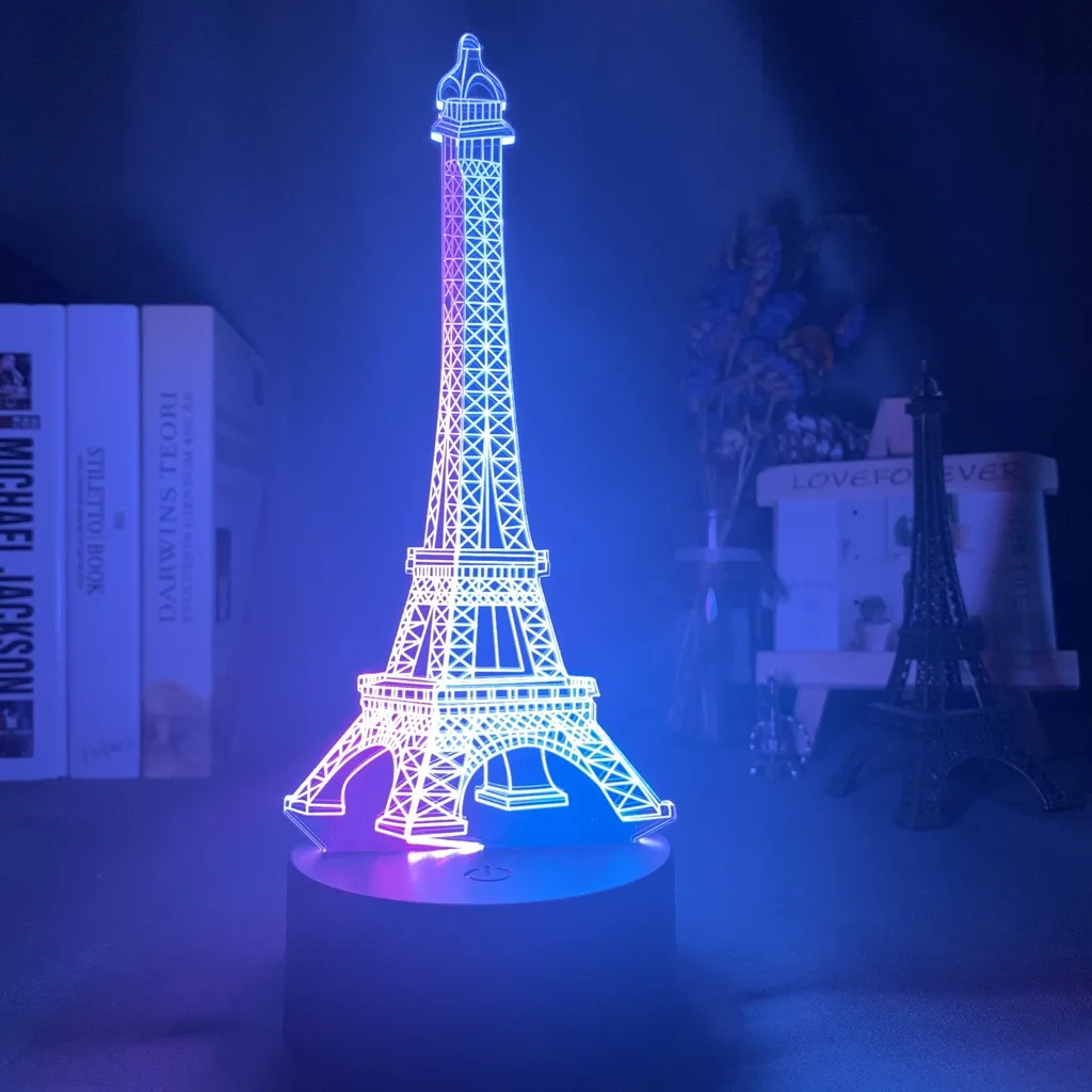 

Double Color 3d Illusion Night Light Eiffel Tower for Home Decoration Nightlight Led Touch Sensor Hit Color Girl Night Lamp Gift