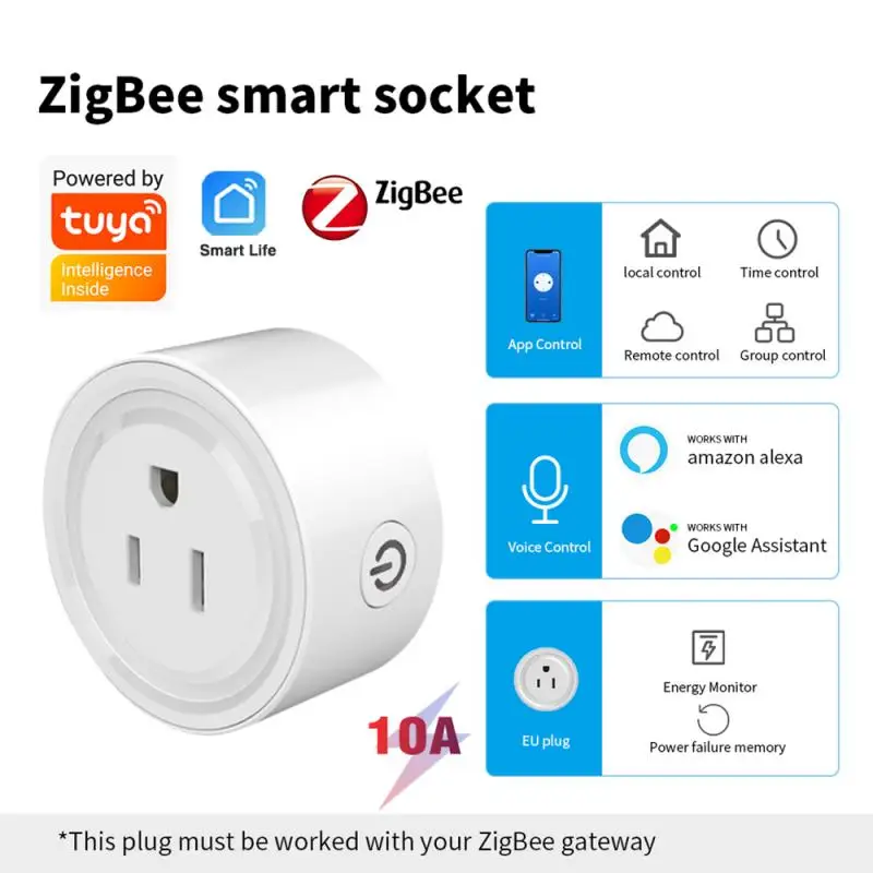 Розетка Zigbee с таймером и Wi-Fi умная Мини-розетка стандарта США дистанционным