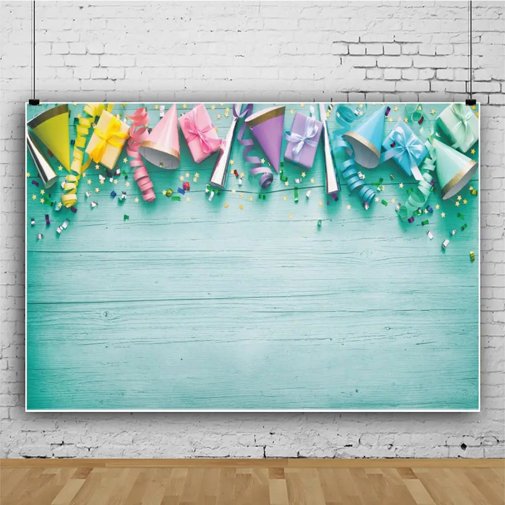 

Laeacco Bluey Backdrop with Gift Birthday Photography Background Banner Photophone Photozone Celebrate Party Wall Stage Decor