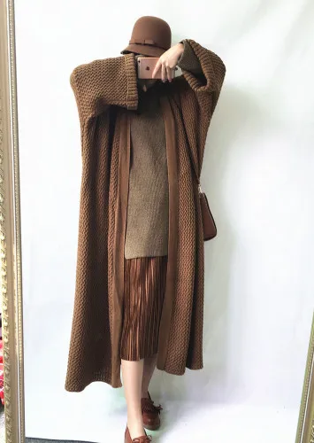 brown SuperAen, новинка, осень и зима, длинный кардиган, свитер, пальто, толстый, плюс размер, свитер, пальто для женщин, сплошной цвет, женская одежда - Цвет: brown
