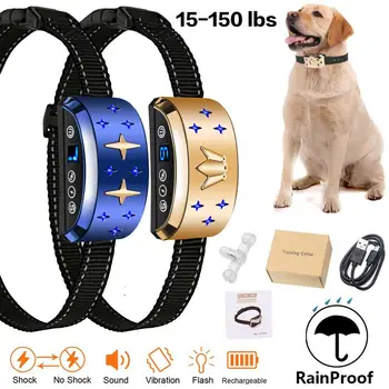 

NEWEST Pet Dog Rechargeable Anti Bark Collar Control Train Waterproof Stop Barking Dog Waterproof Ultrasonic Training Collars