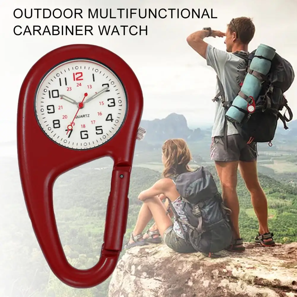 Mini Clip-on Carabiner Watch Portable Outdoor Pocket Watch Luminous Shock Resistance Backpack Clip Keychain Accessories carabiner clips key chain clip keychain carabiner