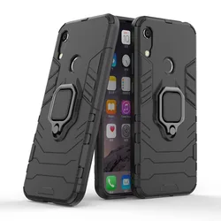 Armor Ring Magnetic Car Hold Shockproof Phone Cover for Y6 Pro 2019 (Case - Black)