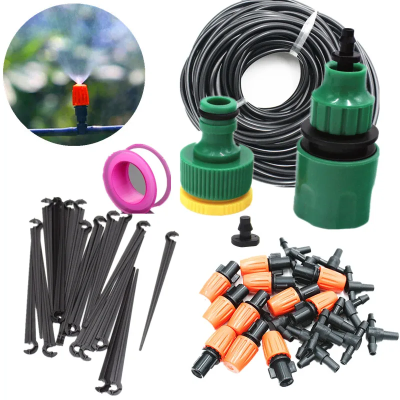 10/20/25m Automatic Watering Micro Drip Irrigation Garden Self Watering Kits With Adjustable Dripper Fog Nozzle Irrigation