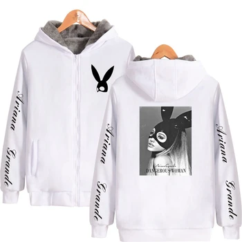 

Ariana Grande print Hip Hop Kpop Casual Street fashion Popular basic Parkas Zipper Streetwear Keep Warm oversized Parkas