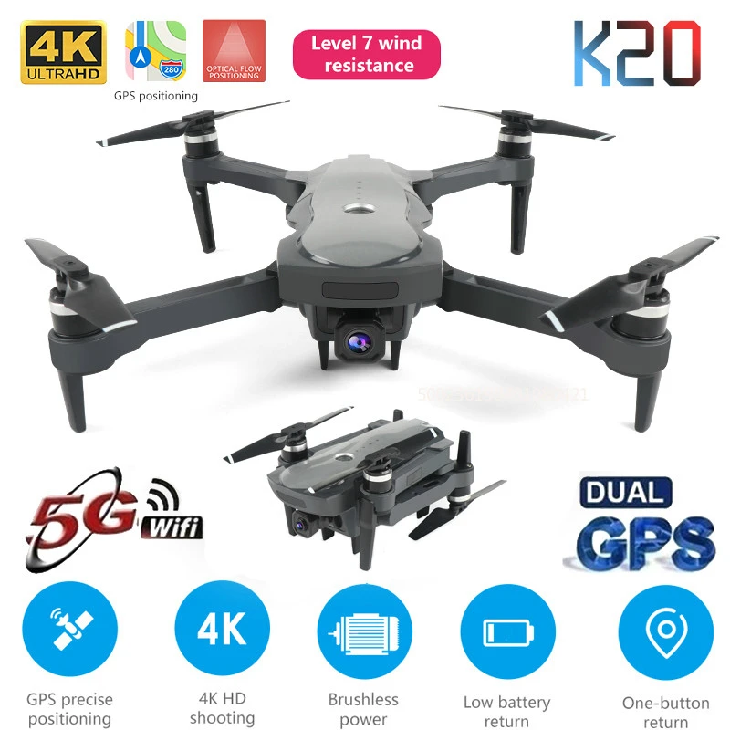 

2020 New Drone K20 Brushless Motor 5G GPS Drone With 4K HD Dual Camera Professional Foldable Quadcopter 1800M RC Distance Toy