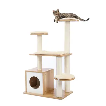 

Domestic Delivery 145cm Wood Cat Climbing Jumping Balls Toy Frame Cat Furniture Scratching Tree For Kitten and Large Cat