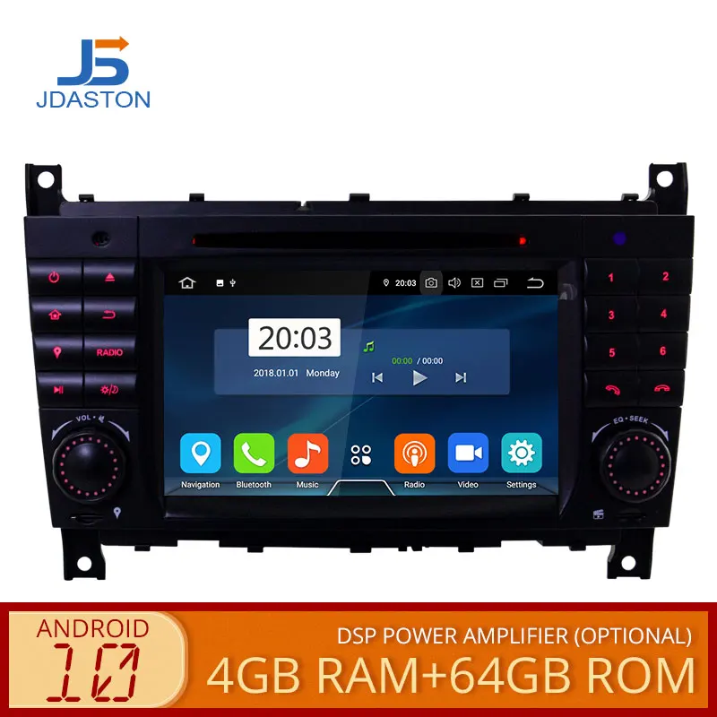 JDASTON Android 10 автомобильный DVD плеер для Mercedes Benz Sprinter W203 A180 Viano Vito A class GPS стерео 2 Din