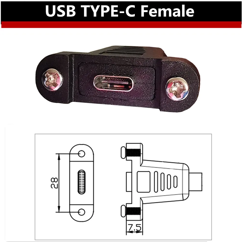 type-c USB 90 Right UP angle Male to Female Extension Panel Mount Type Cable Charge Cord 1Feet Black 0.3M