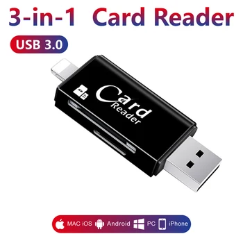 

6 in 1 Lightning Micro USB Card Reader Micro SD Card Reader Charging TF /SD Card Reader for iphone/smart phone/camera/PC