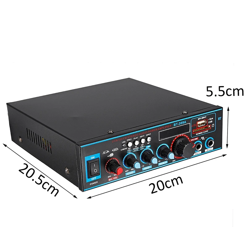  800W 12/220V HIFI 2CH Power Amplifier Audio Home Theater Sound System Audio Mini Amplifier Bluetoot