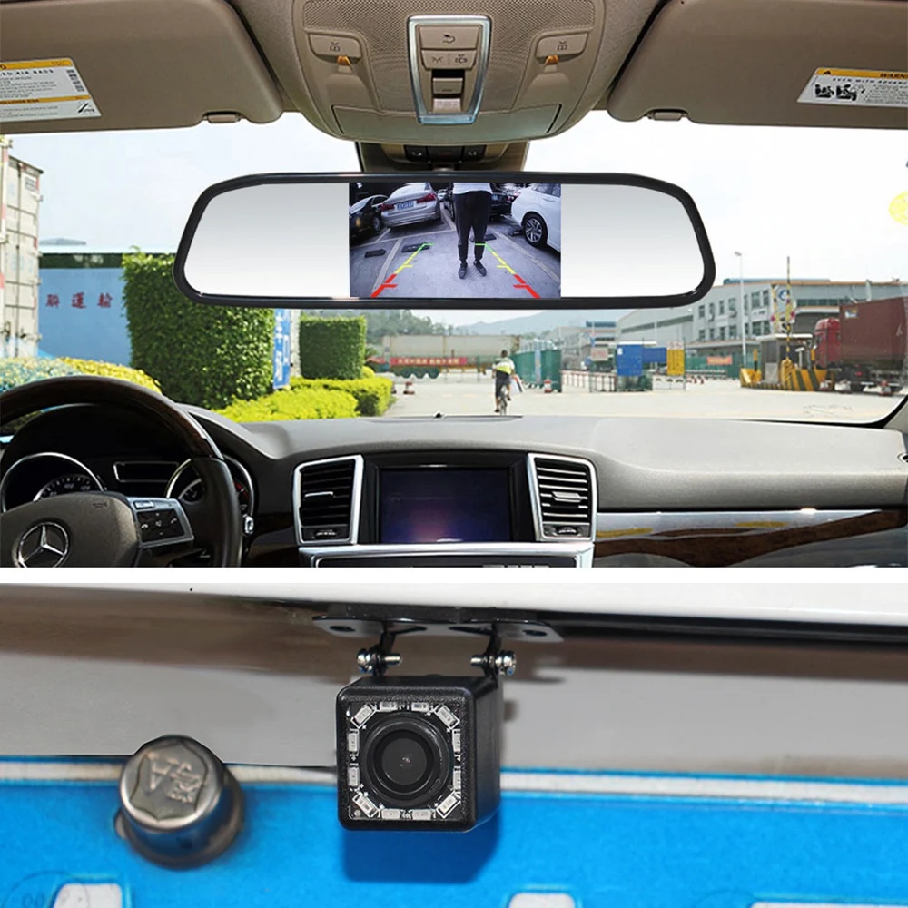 Smartour Автомобильная беспроводная камера заднего вида зеркало 4 3 дюйма HD
